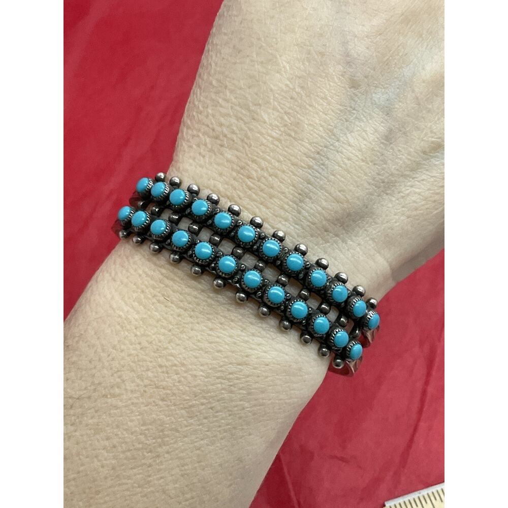 Fred Harvey Bell Trading Sterling Silver 925 Turquoise Cuff Bracelet